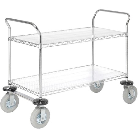 Global Equipment Nexel    Utility Cart, 2 Shelf, Nexelate   , 42"L x 24"W x 42"H, Pneumatic Casters 2442N2EP